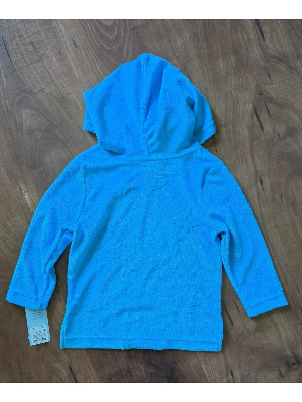 Cat & Jack NWT Blue Terry Shark Embossed Hoodie Cover Up,Sz 3T, 386